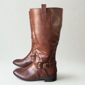 (CLEARANCE) St. John’s Bay Roslyn Tall Riding Boots - Brown Leather Knee Boots